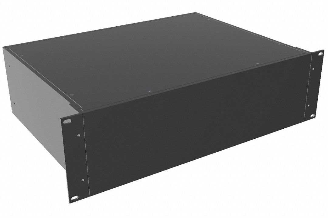 Rack-Mounted Instrument Enclosure: Solid, Full-Wd, 3 RU, 13 in Dp, Black Powder Coated