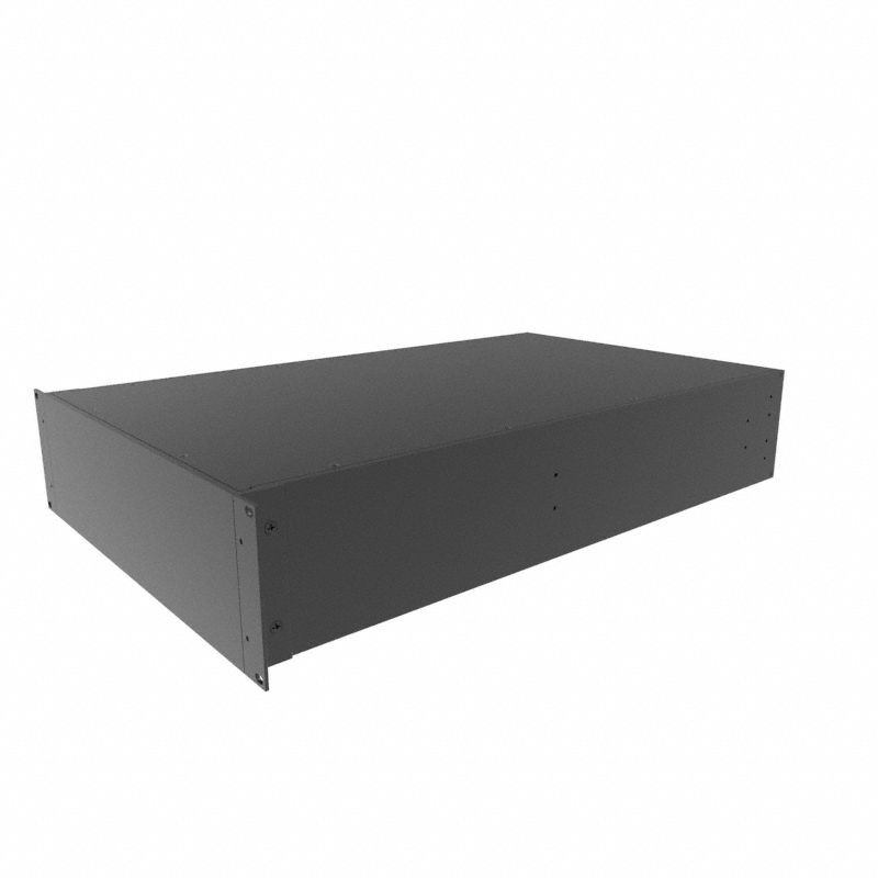 Rack-Mounted Instrument Enclosure: Solid, Full-Wd, 3 RU, 28 in Dp, Black Powder Coated