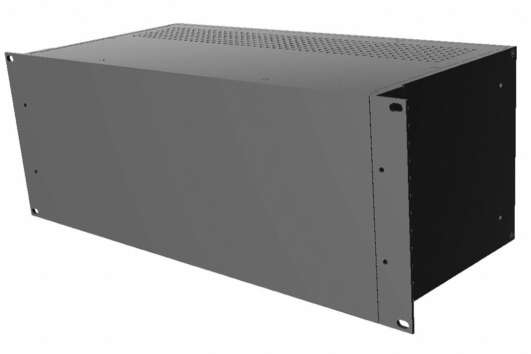 Rack-Mounted Instrument Enclosure: Vented, Full-Wd, 4 RU, 8 in Dp, Black Powder Coated