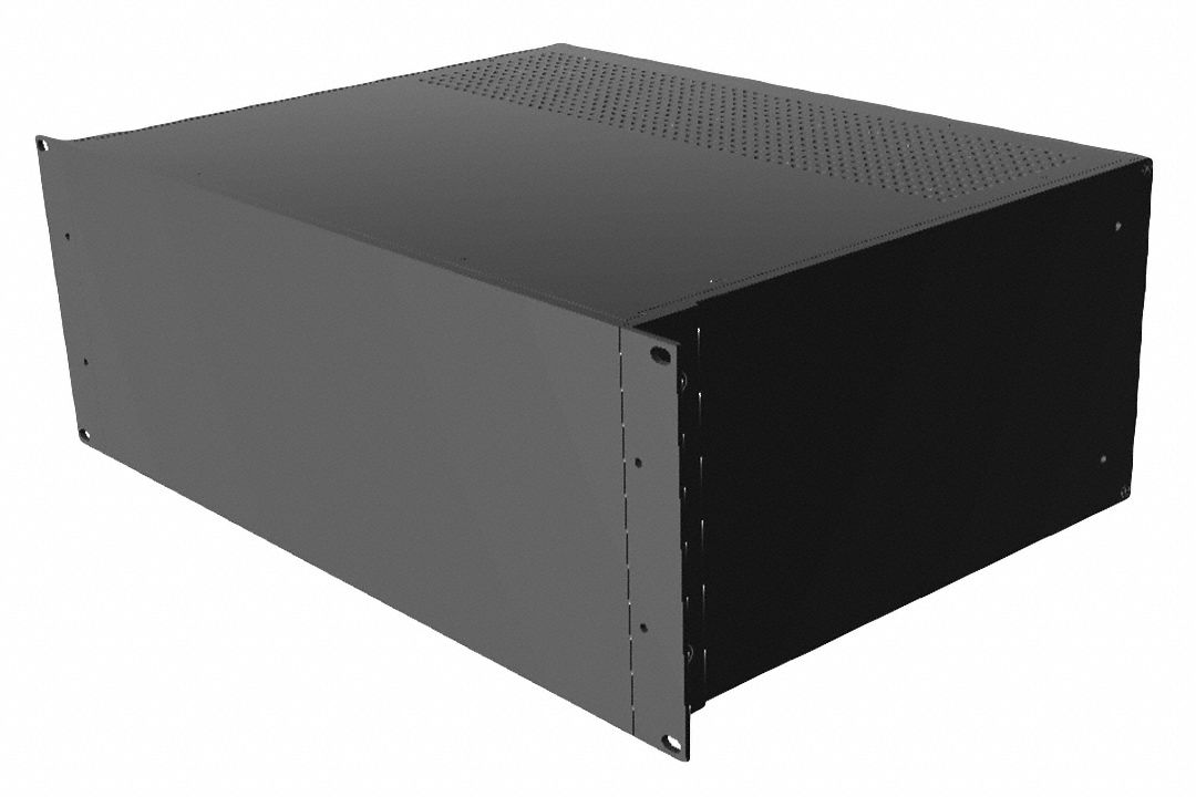 Rack-Mounted Instrument Enclosure: Vented, Full-Wd, 4 RU, 13 in Dp, Black Powder Coated