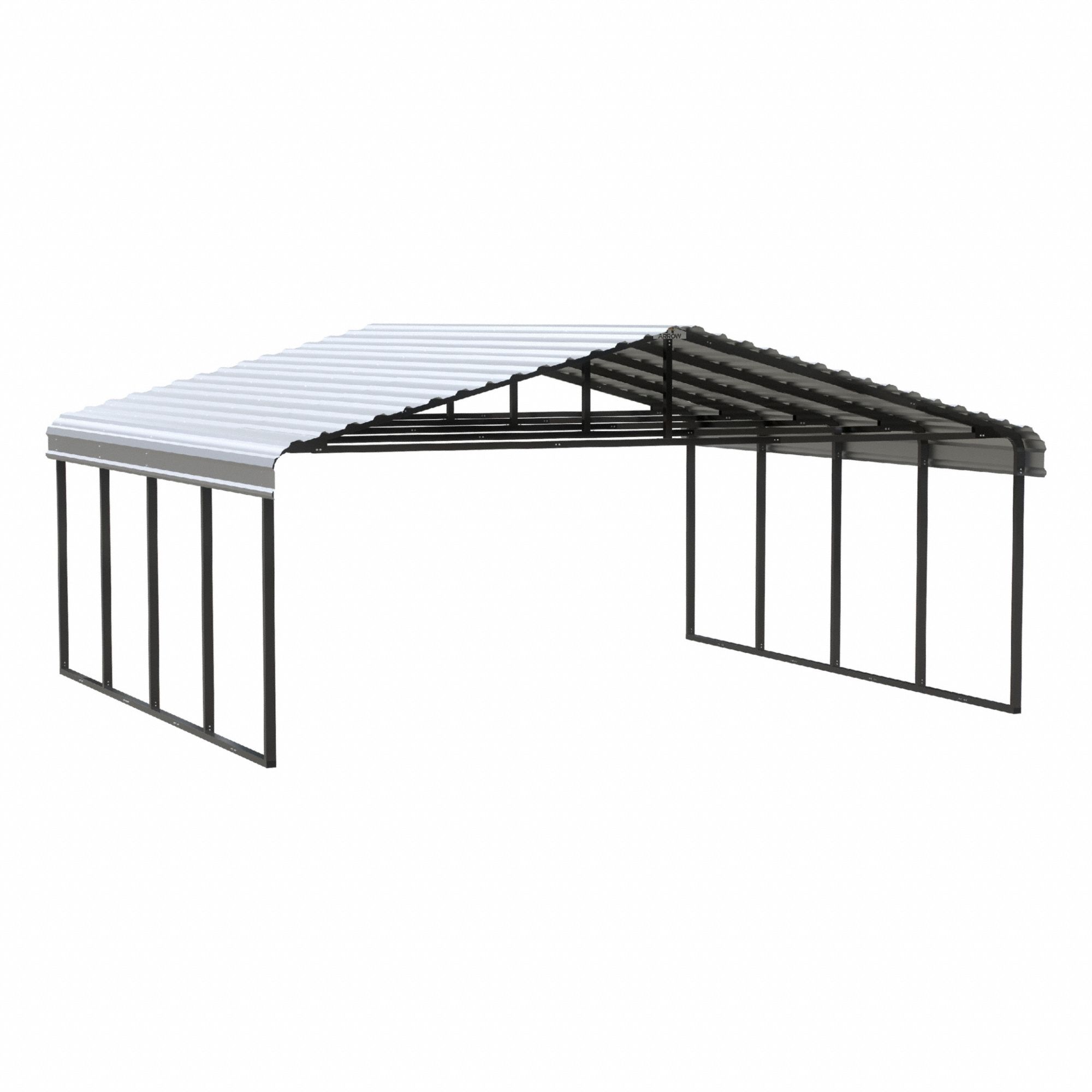 Carport: 20 ft Overall Lg, 20 ft Overall Wd, 9 ft Overall Ht, Powder Coated, Galvanized Steel