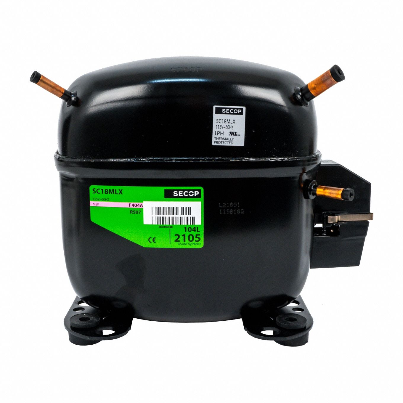 Compressor: Reciprocating, 6, 296 BtuH Cooling, 3/4 hp, 1/4 in Discharge Line Connection Size