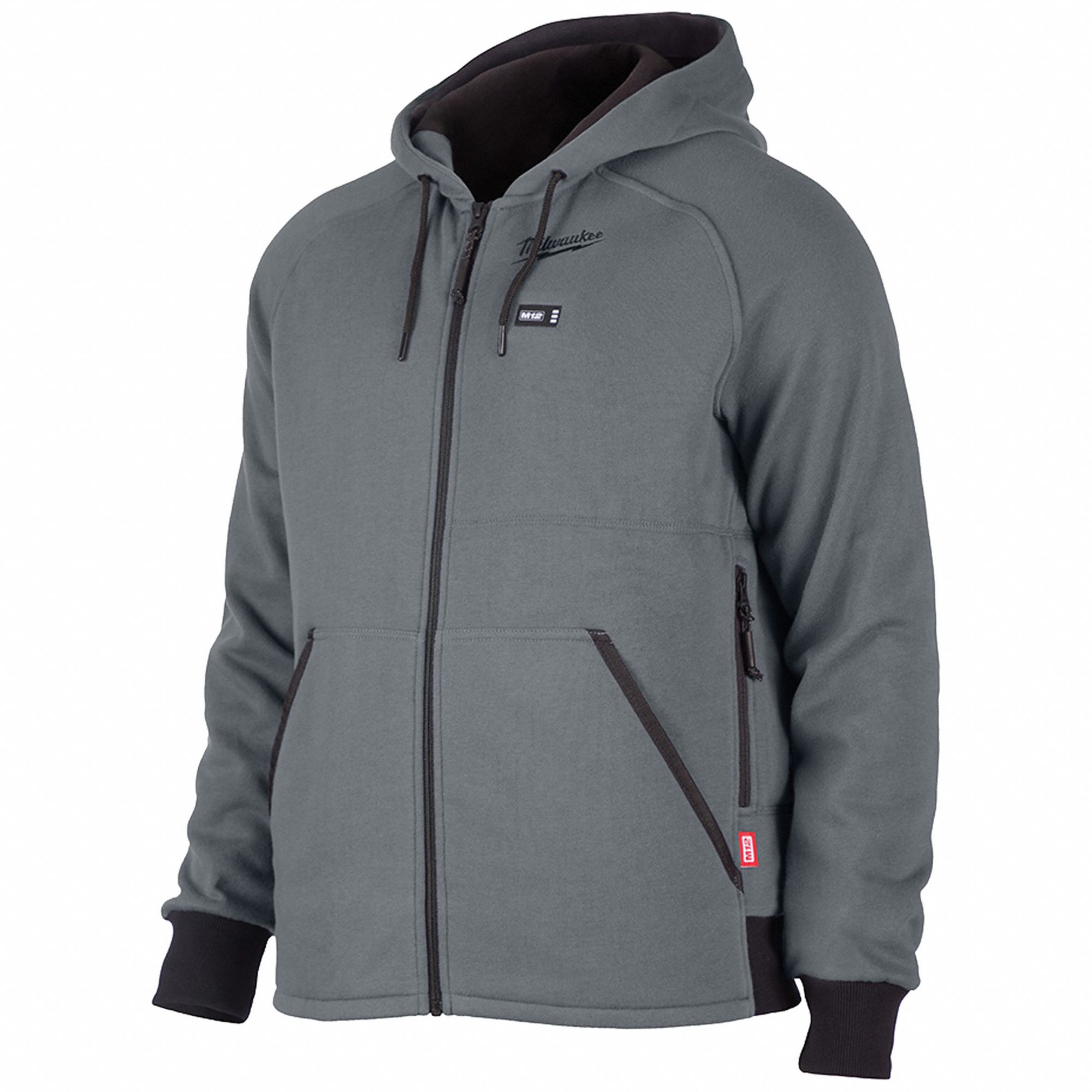 MILWAUKEE Heated Hoodie Kit: Men's, L, Gray, Up to 8 hrs, 44 in Max ...