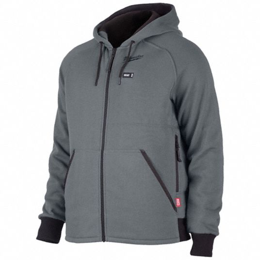 MILWAUKEE Heated Hoodie Kit Men s 3XL Gray Up to 8 hrs 50 in Max Chest Size 4 Outside Pockets