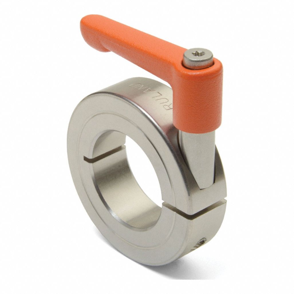 Quick Clamping Shaft Collar: 12 mm Bore Dia, Round, 316, Stainless Steel, Zinc