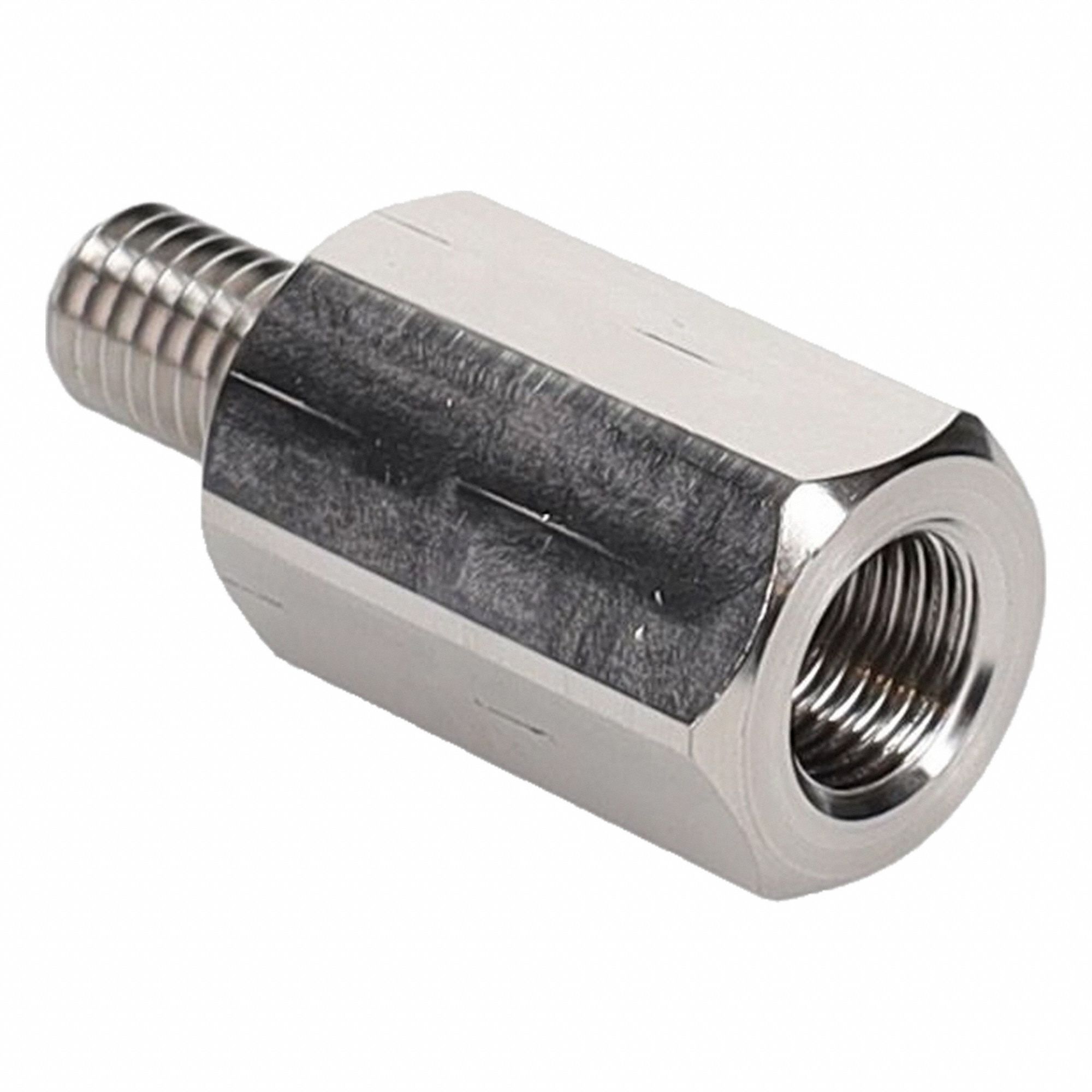 Hex Adapter: Male x Female, Metric to Metric, M8x1.25 Male Thread Sz, M10x1.25 Female Thread Sz, Hex