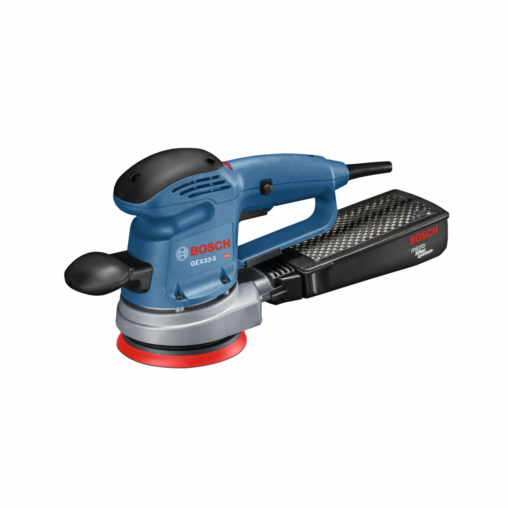 Corded Sander: 5 in Dia, Random Orbital, Hook and Loop, 3/16 in Orbit, Variable Speed, 3 A