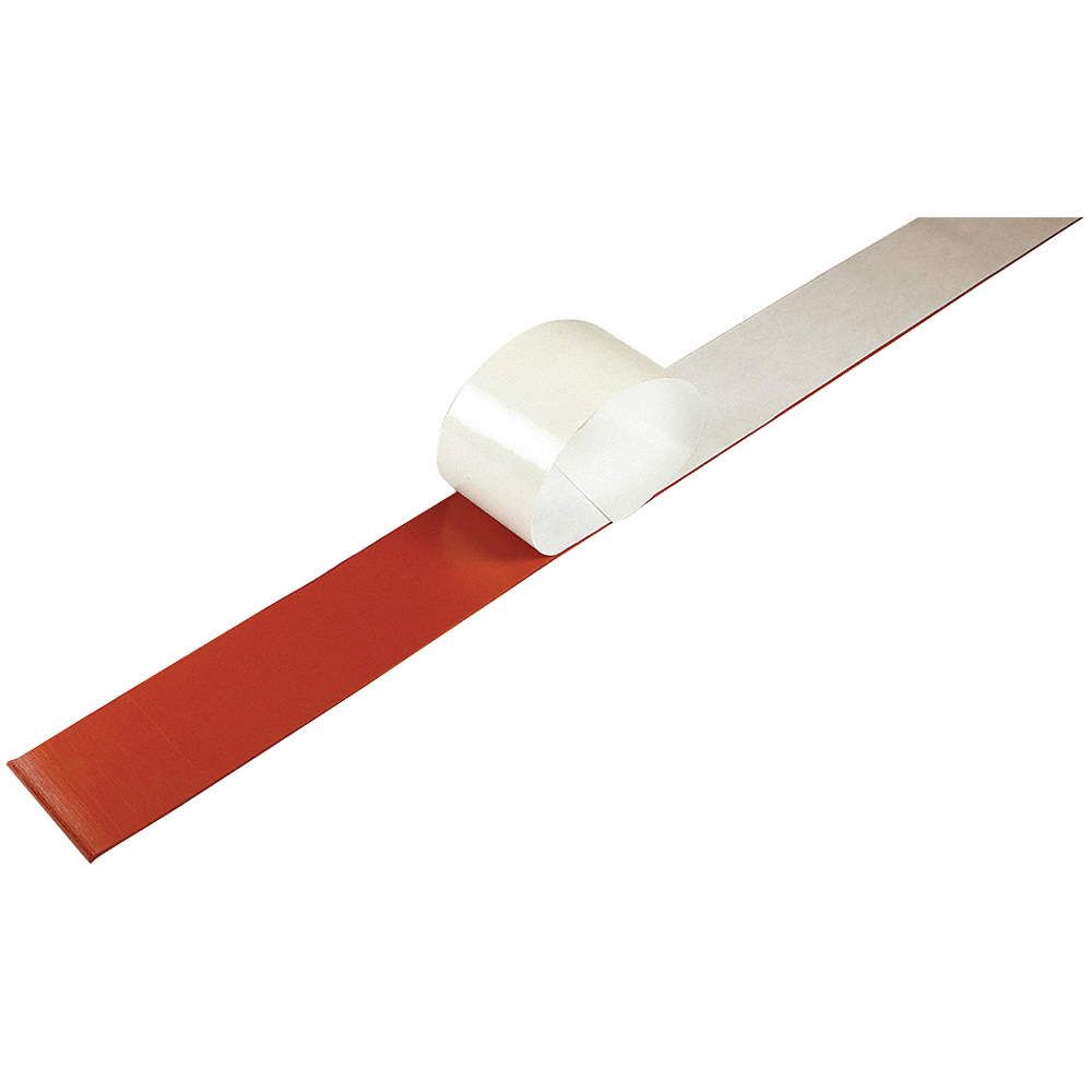Rubber Strip: Silicone, Std, 3/32 in Thick, 2 in x 36 in, Red, 30 Shore A Durometer, Adhesive