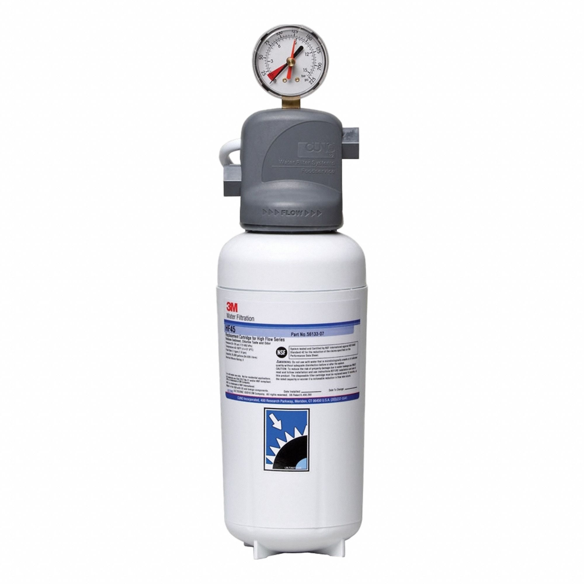 SOLVENTUM CORP DBA 3M HEALTHC Water Filtration System: 3 micron, 2.1 gpm, 25,000 gal (MPN BEV145). Key specifications — Connection Type: NPT; Filter Media: Pleated Non-Woven; Reduces: Chlorine Taste; Brand: SOLVENTUM CORP DBA 3M HEALTHC.