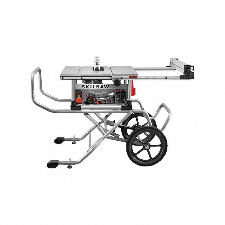 Table Saw: 120 V AC Volt, 15 A Current, 16 1/2 in Left to 25 in Right, -1°to 47°