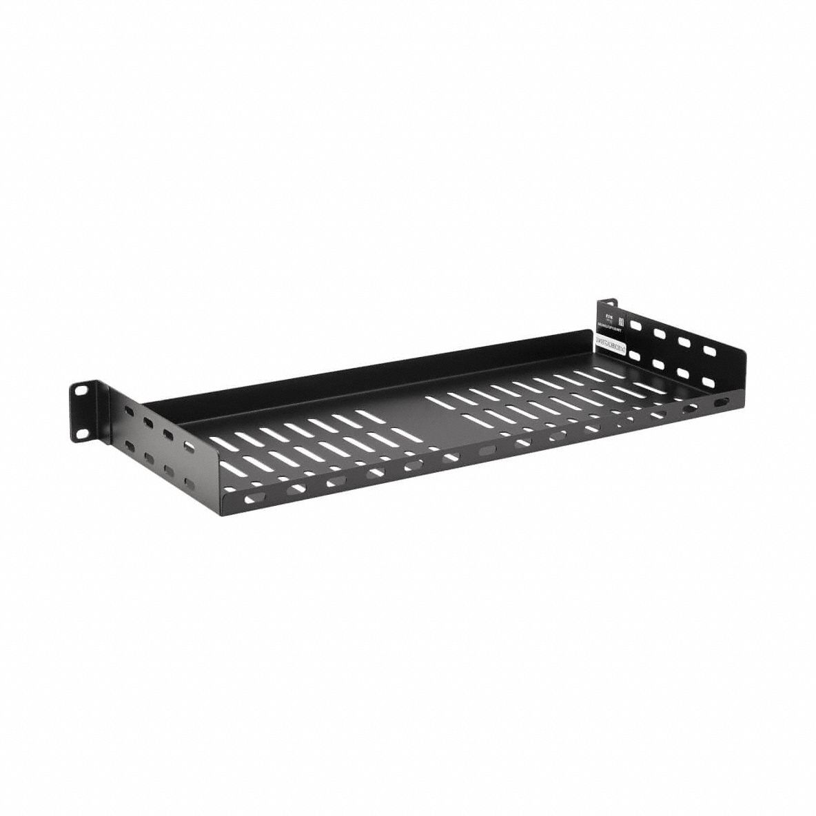Rack Shelf: 1 u, Vented Shelf, 7 1/4 in Overall Dp, 1 3/4 in Overall Ht, Black