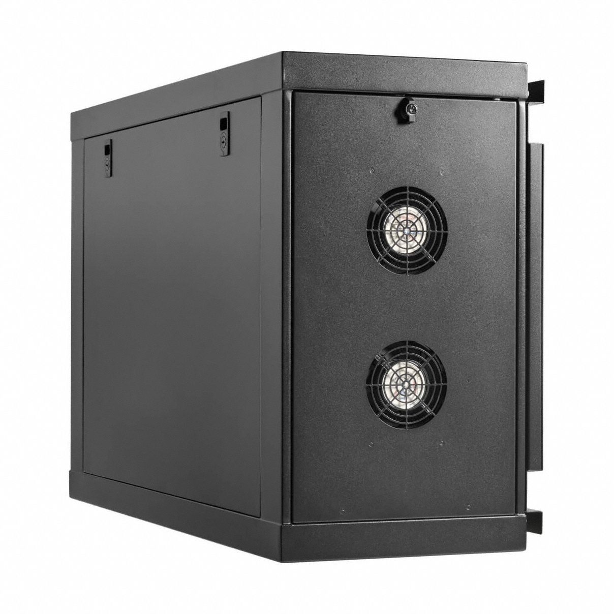 EATON TRIPP LITE Mini Rack Enclosure: 6 Rack Units, 120V AC, 26.6 in x 39.05 in x 13.9 in, Steel (MPN SRW6USM). Key specifications — Brand: EATON TRIPP LITE; Includes: Removable Mounting Plate; Material: Steel; Fan Input Voltage: 120V AC; Fan Style: Front and Back Door Frame.
