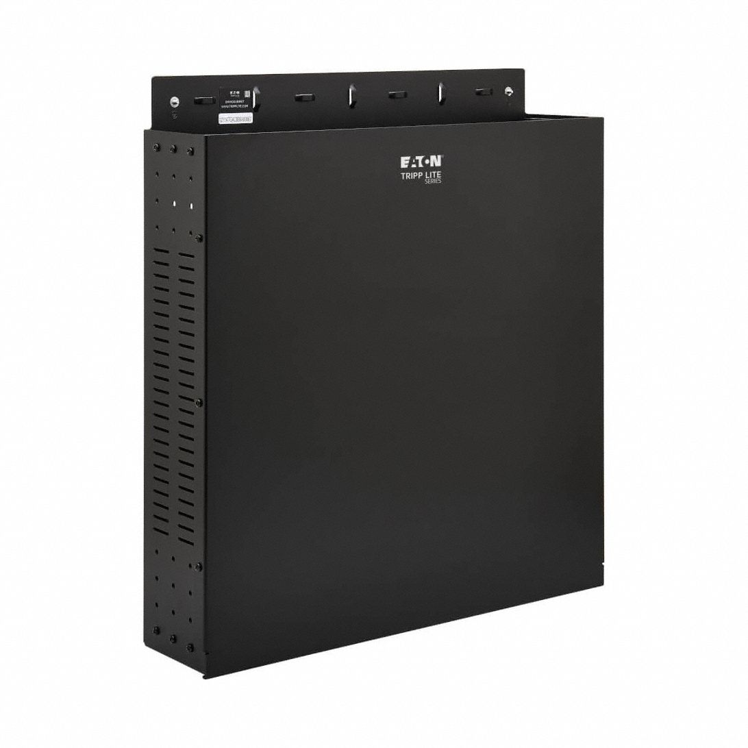 EATON TRIPP LITE Mini Server Rack Enclosure: 2 Rack Units, 21 1/2 in x 20 1/8 in x 4 1/2 in, Steel (MPN SRWO2UBRKT). Key specifications — Brand: EATON TRIPP LITE; Includes: (16) M6 Cup Washers; Material: Steel; Features_Broad: Low-Profile Vertical Orientation.