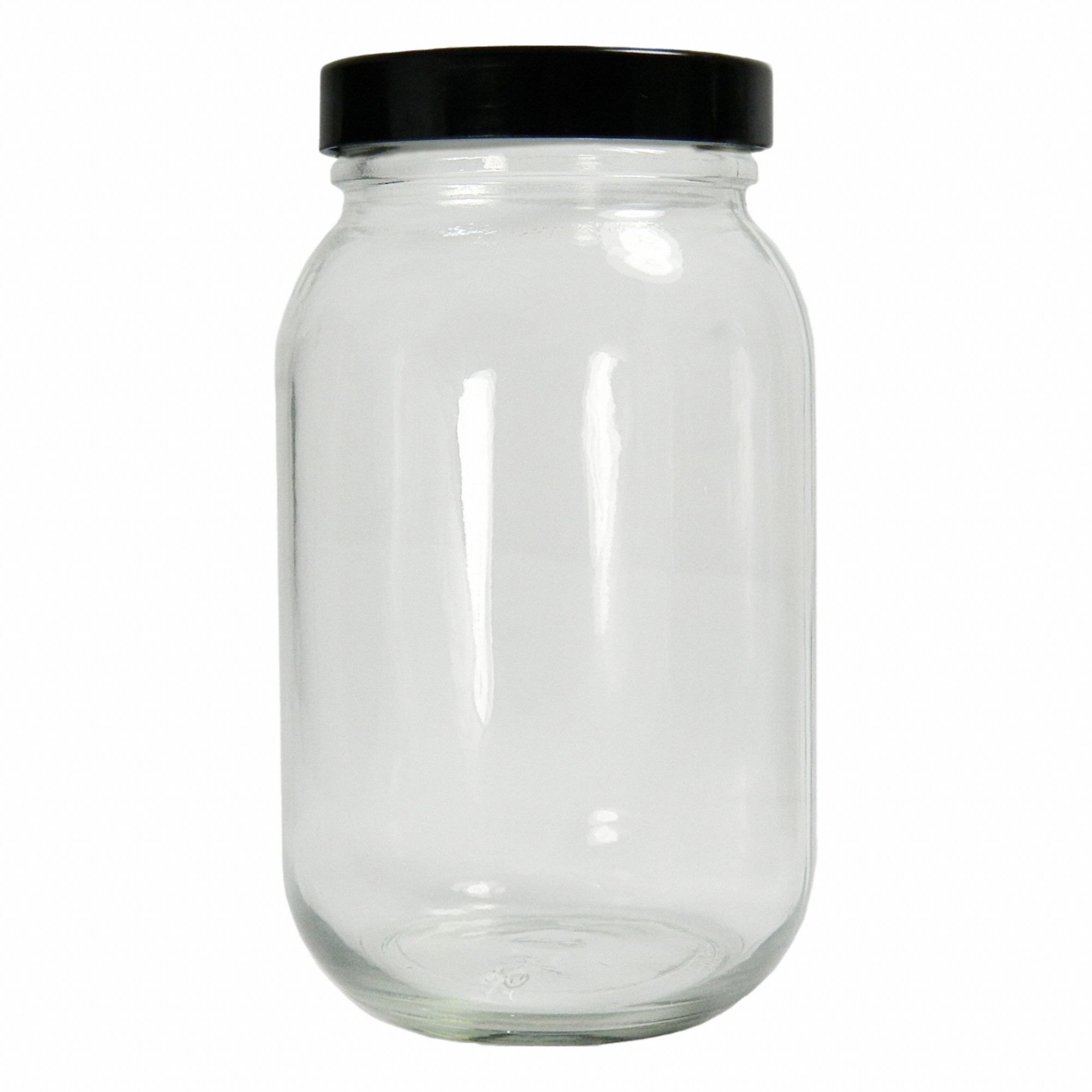 Bottle: Glass, 480 mL Capacity - mL, 16 fl oz Capacity - oz, Clear, Std Wide Mouth, 79 mm Body Dia