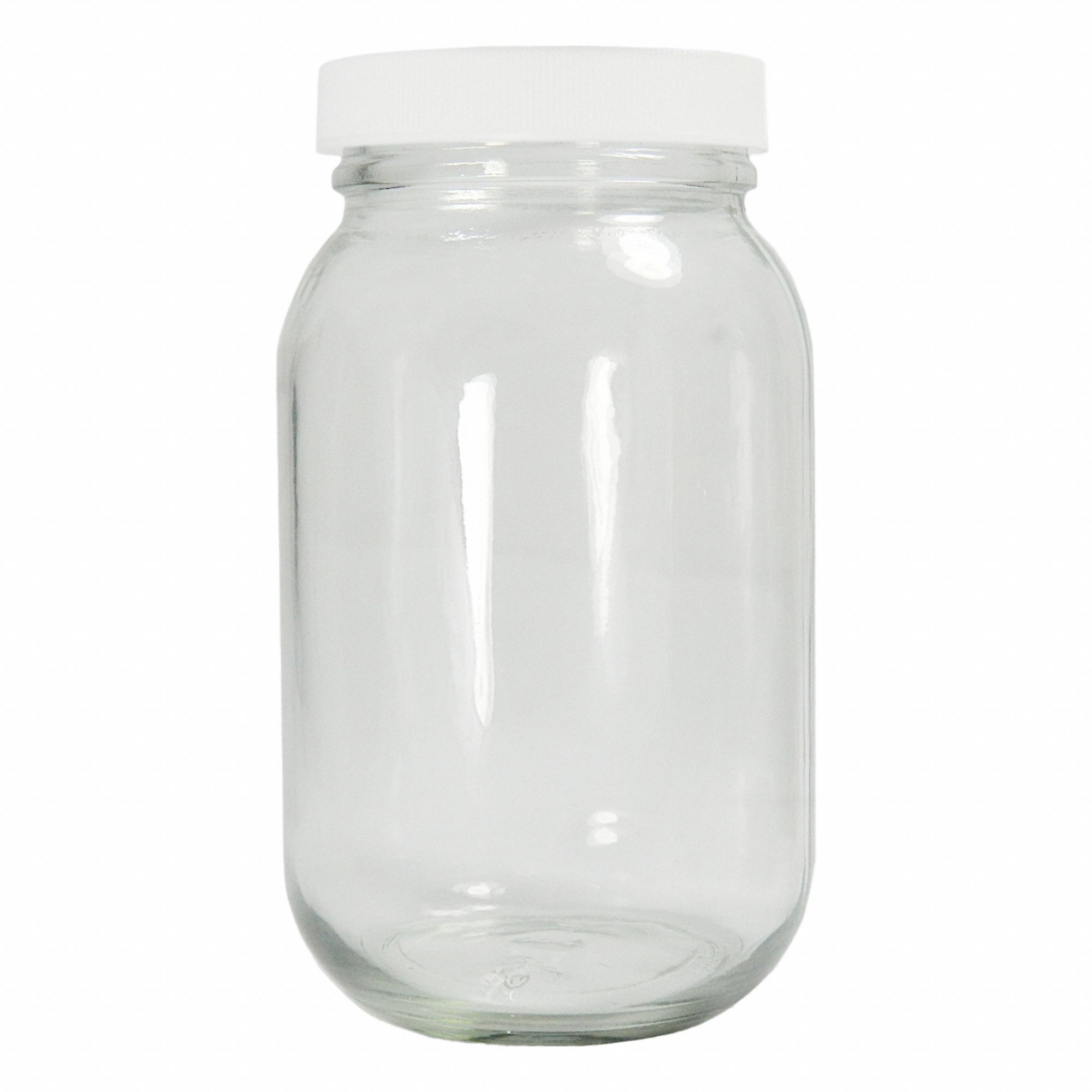 Bottle: Glass, 480 mL Capacity - mL, 16 fl oz Capacity - oz, Clear, Std Wide Mouth, 79 mm Body Dia