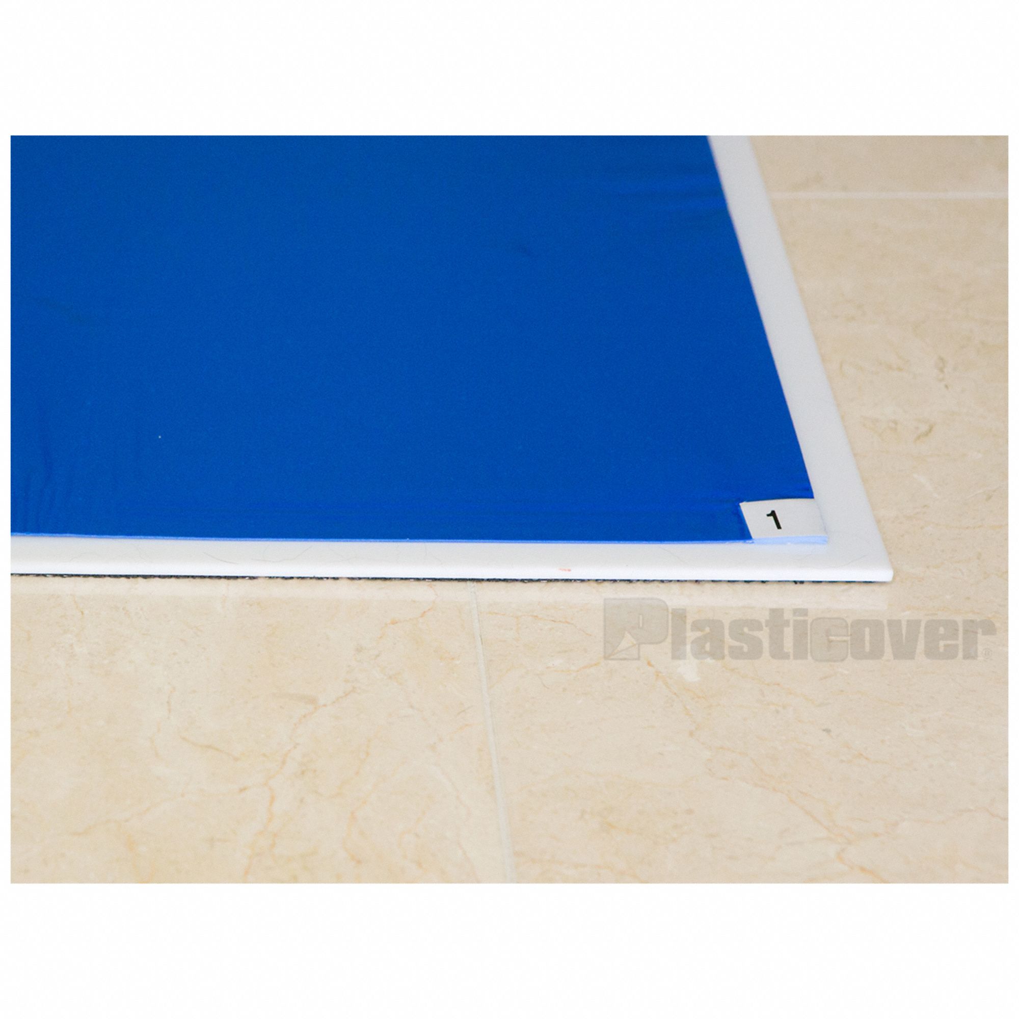 Tacky Floor Mat: 24 in x 36 in Sheet Size (WxL), 1.6 mil Sheet Thick, Polyethylene Film, Blue