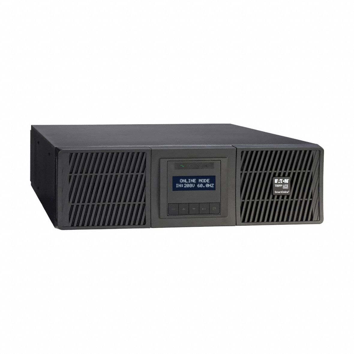 EATON TRIPP LITE UPS: Single Phase, 5,000 VA Power Rating, 5 Outlets - UPS, L6-30P (MPN SU5000RT). Key specifications — attr1044766: Single; attr1044781: Online Double Conversion; attr232986: EATON TRIPP LITE.