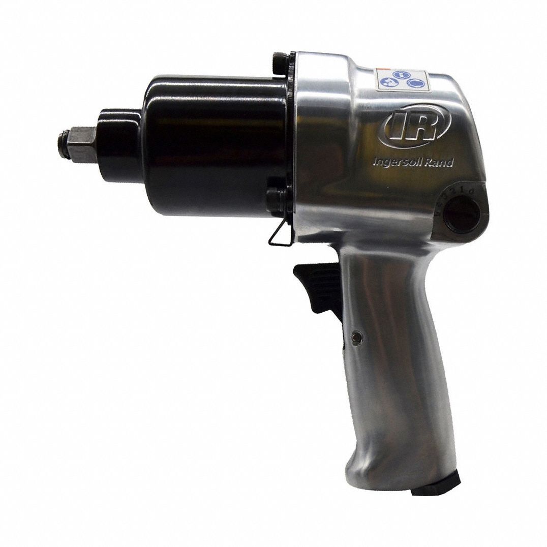Air Impact Wrench: Full-Size, 1/2 in Drive, Pistol-Grip, Square, 1/4 in NPT Air Inlet
