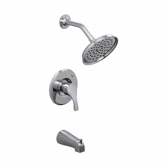 Tub and Shower Faucet: T58913, 1.75 gpm Fixed Showerhead Flow Rate, Chrome, Single Function