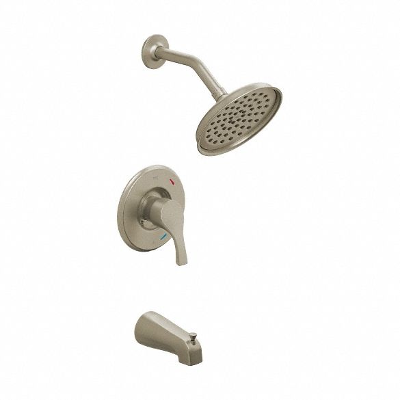 Tub and Shower Faucet: T58913, 1.75 gpm Fixed Showerhead Flow Rate, Nickel, Single Function