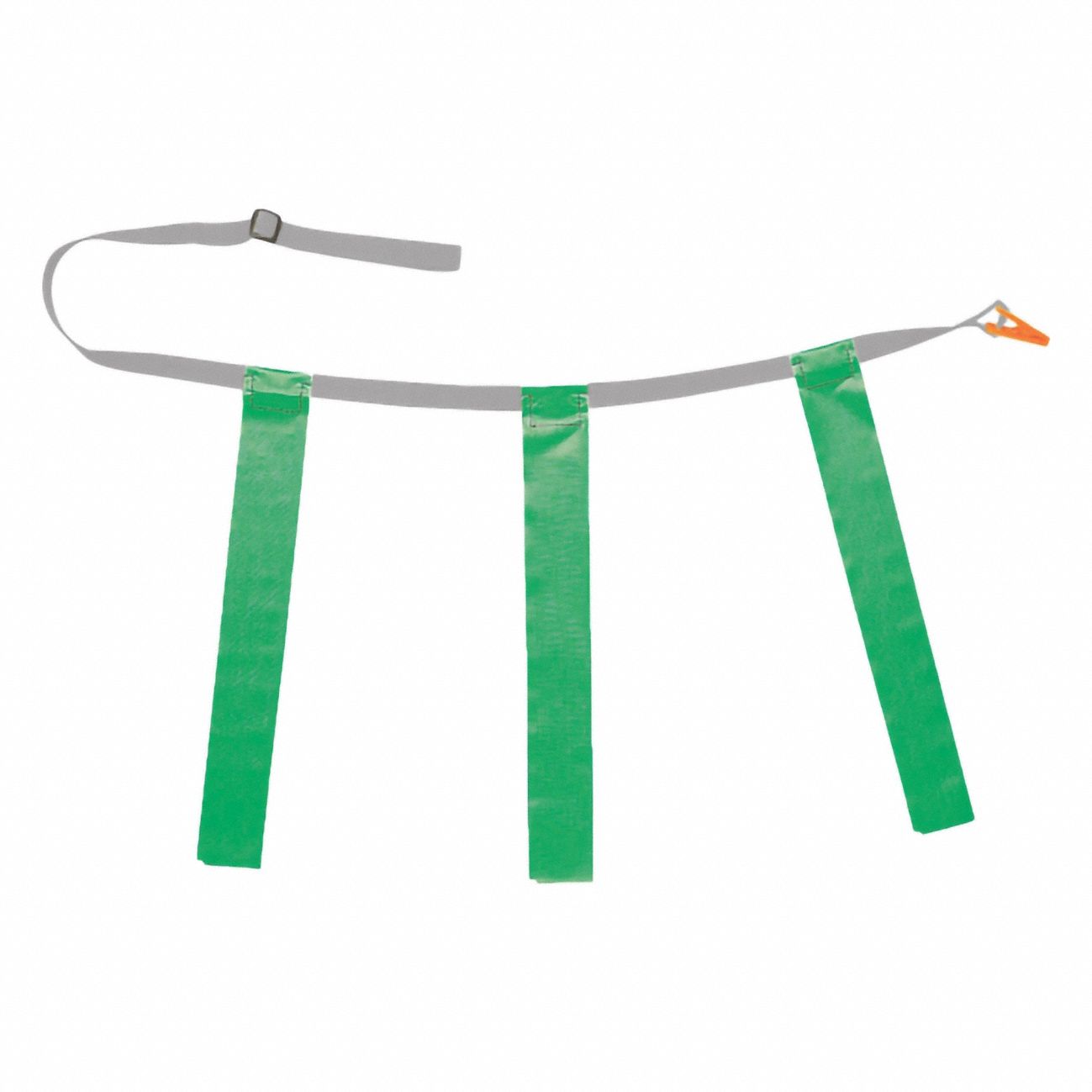Flag Football Kit: Green, 50 in For Waist Size - Max, Clip, 15 in Lg, 3 Flags