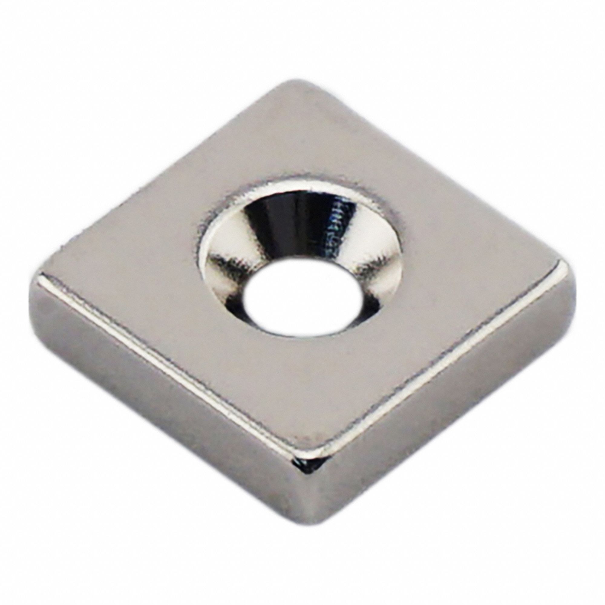 Rare Earth Magnet: Neodymium, 0.206" Tap Size, 0.125 in Thick, 1/2 in Overall Wd, 45