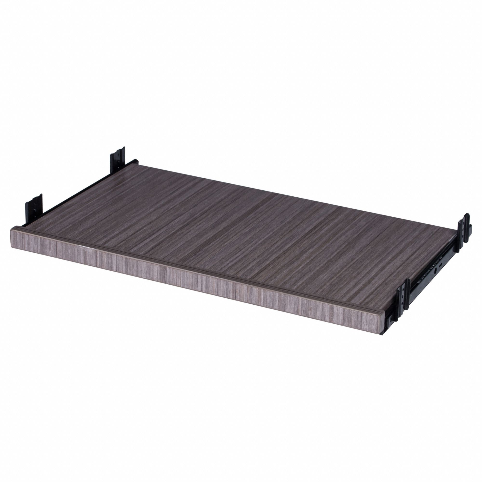 Keyboard Tray: Wood, Driftwood, 1 1/4 in Overall Ht, 14 1/2 in Overall Wd, 23 1/2 in Overall Dp
