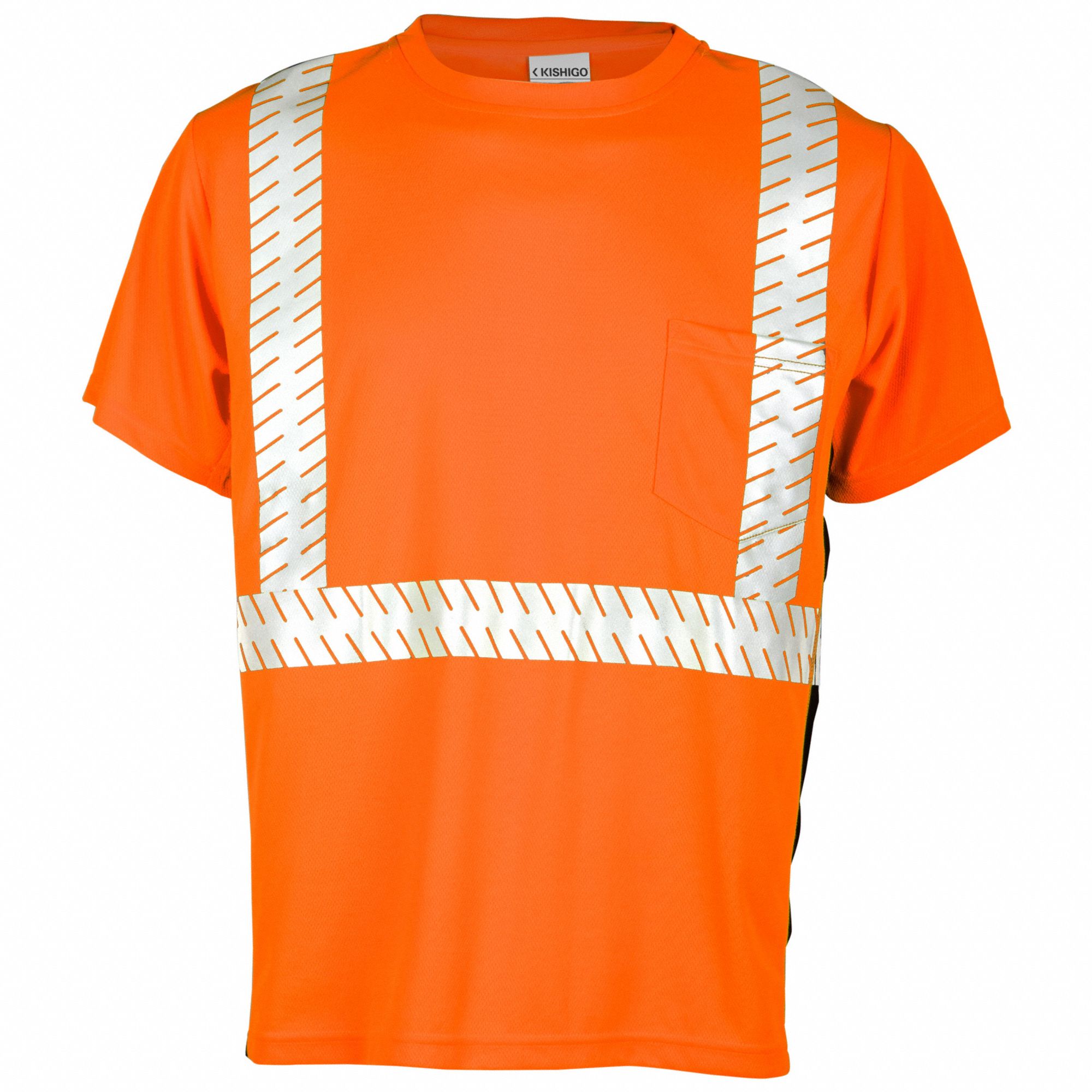 T-Shirt: ANSI Class 2, 2XL, Orange, U, Short, T-Shirt Shirt, Polyester, 1 Pockets