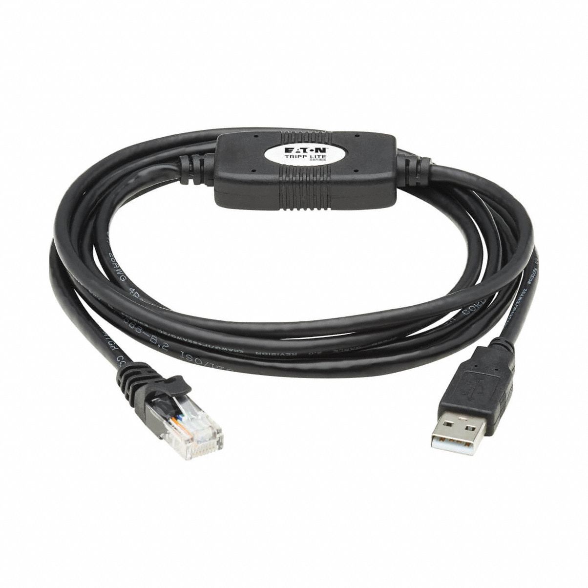 Rollover Console Cable: For Computer/Laptop/USB Port, 6 ft Overall Lg, RJ45 Male