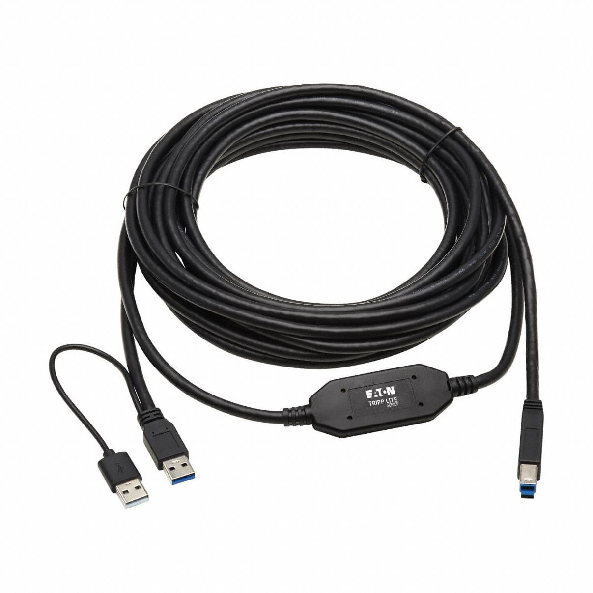 Usb Cable: Type B End 1, Type A End 2, Black, 25 ft Lg, 3.2 Gen 1 USB Specification