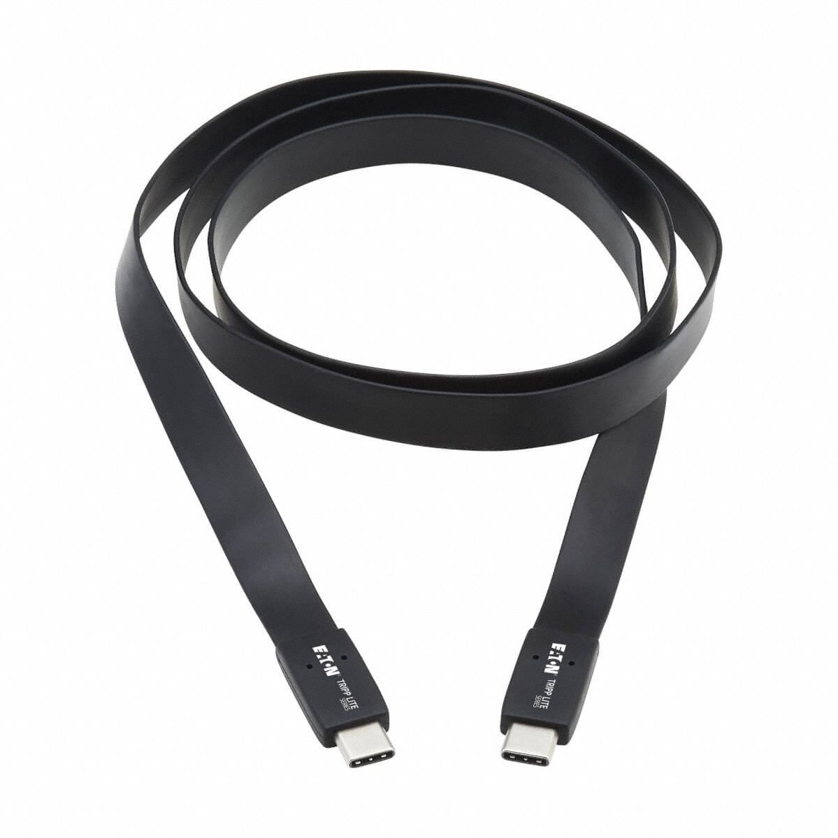 Usb Cable: Type C End 1, Type C End 2, Black, 1.3 ft Lg, USB Cable