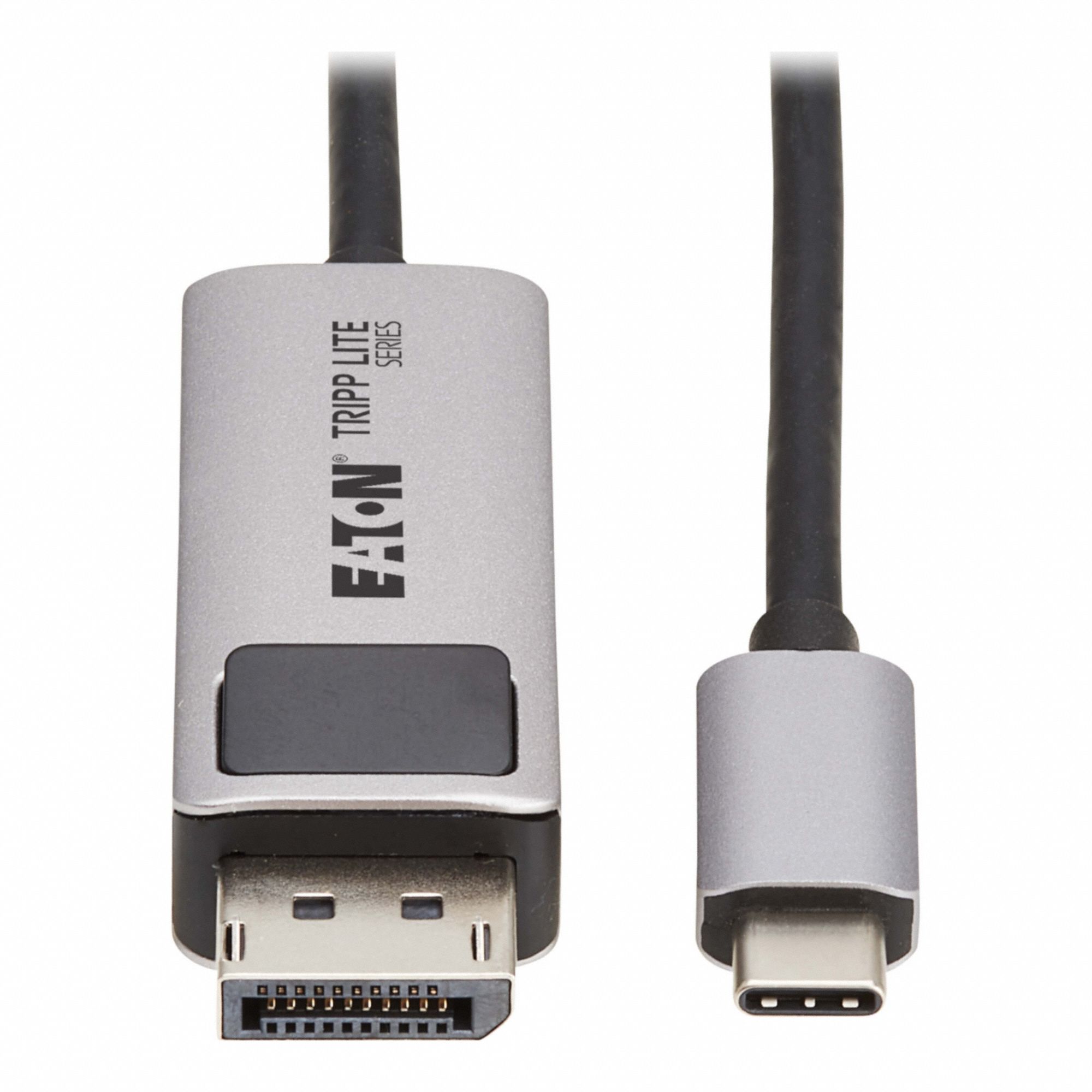 Cable: Display Port Male to USB C Male Connection, 3 ft Cable Lg, PVC, Black