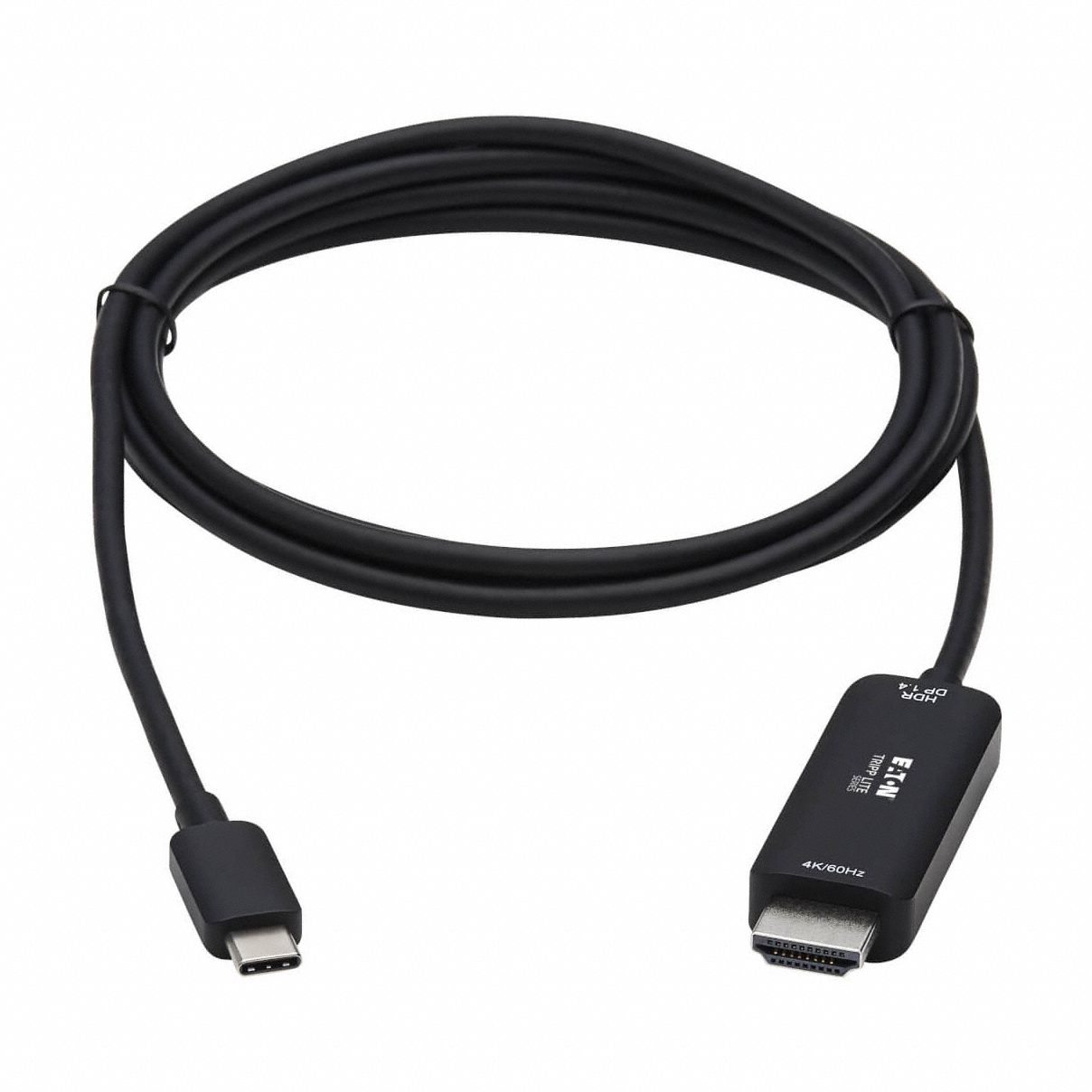 Cable: HDMI Male to USB C Male Connection, 6 ft Cable Lg, TPE, Black
