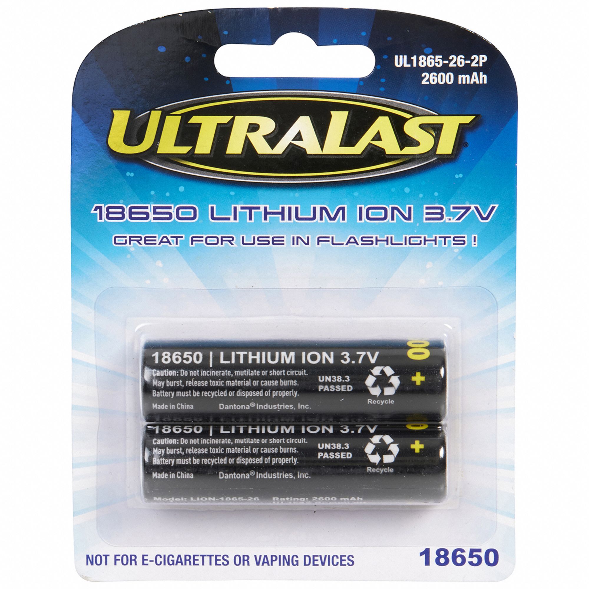 ULTRALAST, 18650 Battery Size, Lithium Ion, Rechargeable Battery - 796JL4|UL1865-26-2P - Grainger