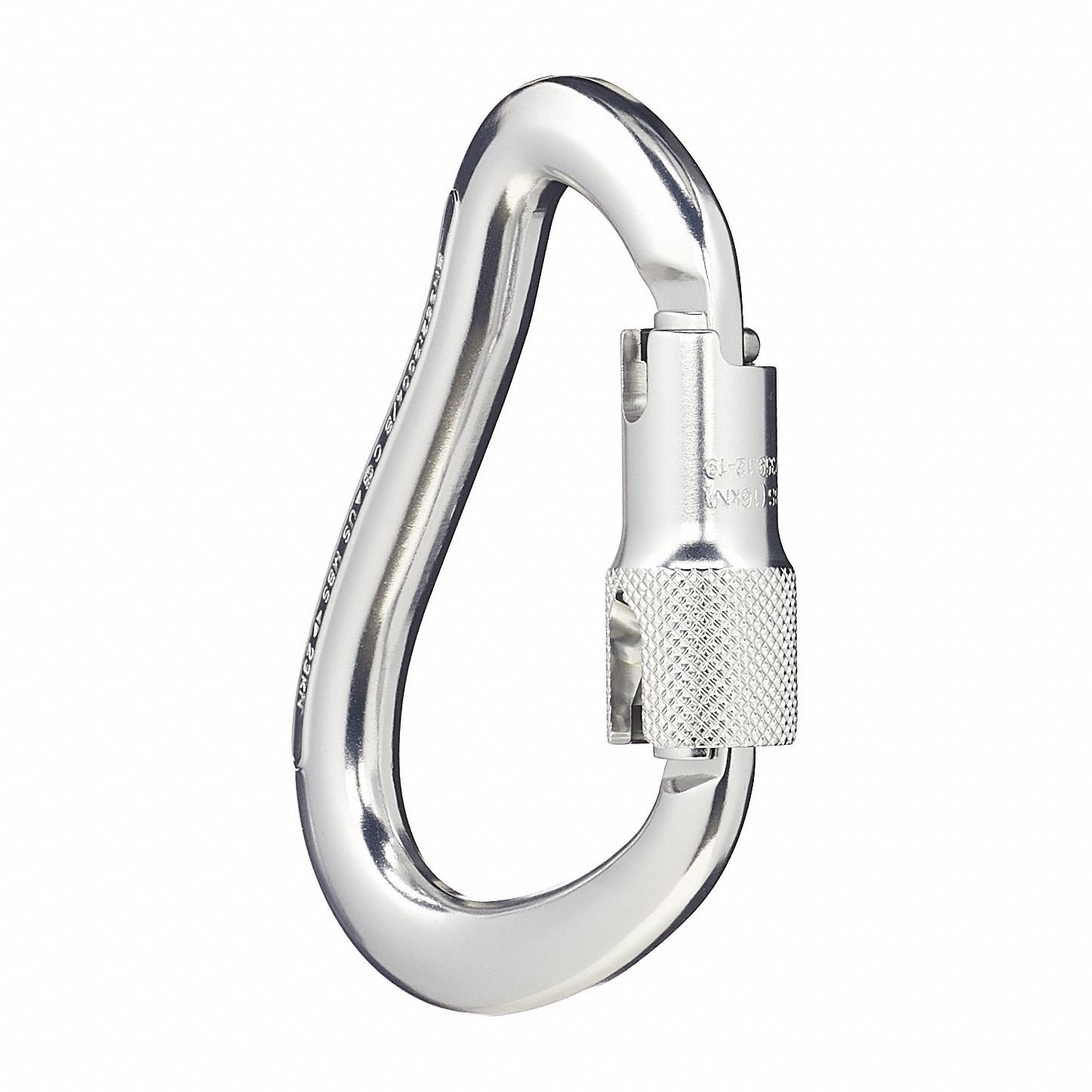 Carabiner: Double-Action Twist Lock, Pear Shape, 1 in Gate Opening, 400 lb Capacity, Aluminum