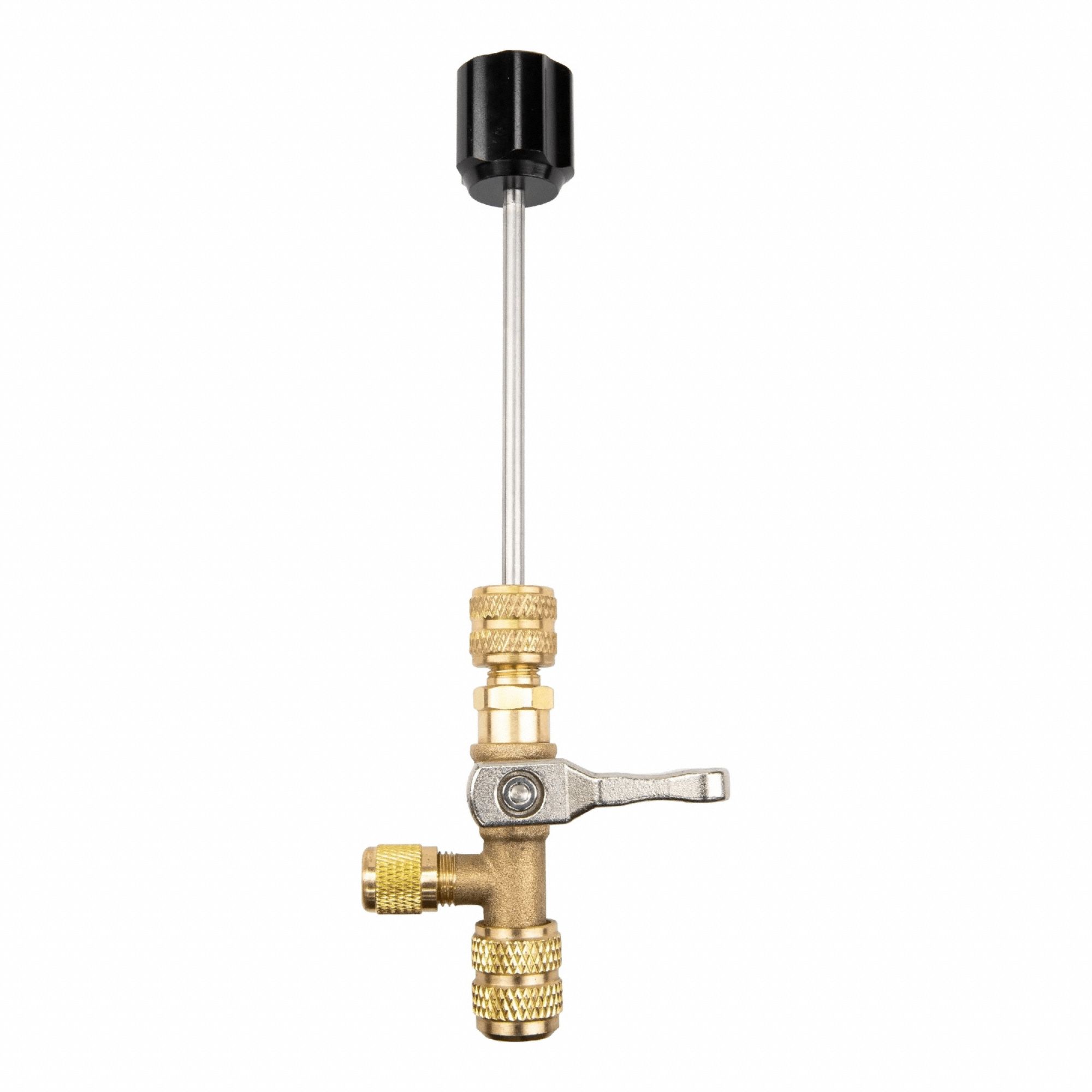 Valve Core Remover: 5 5/32 in Lg, Brass, 1/4 in Male SAE Right-Hand, A2L Compatible