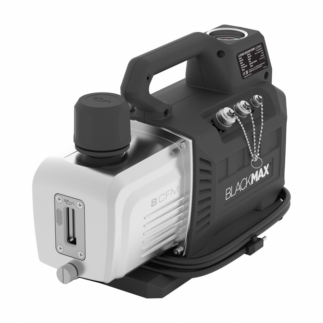 Pump: 8 cfm, 15 micron Ultimate Vacuum, 120/240V AC, A2L Compatible, Male, SAE, Right-Hand