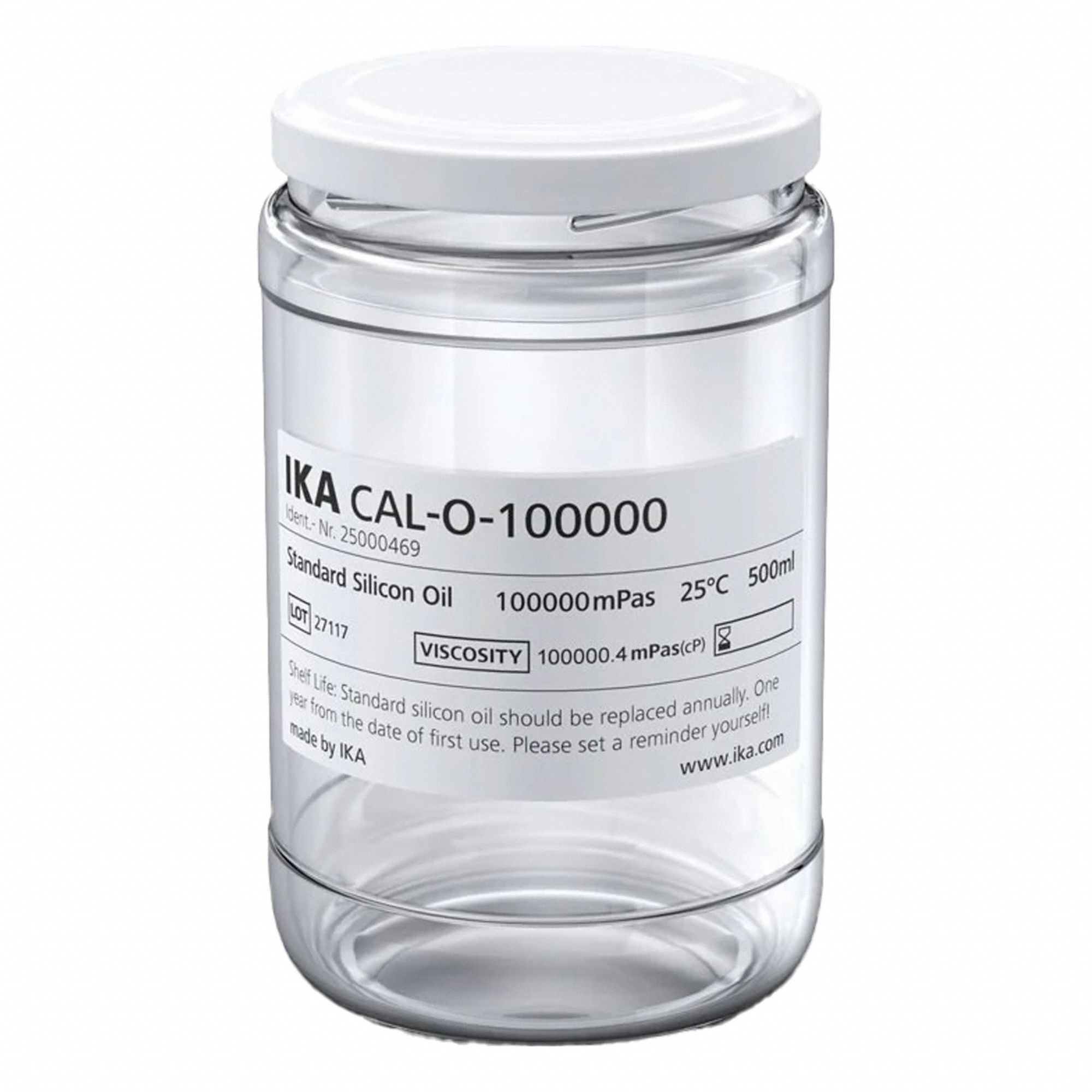 Viscosity Standard - Silicon Oil: Lab, 500 mL, 100000 cps, Std, Liquid, Jar, Clear Glass, 1