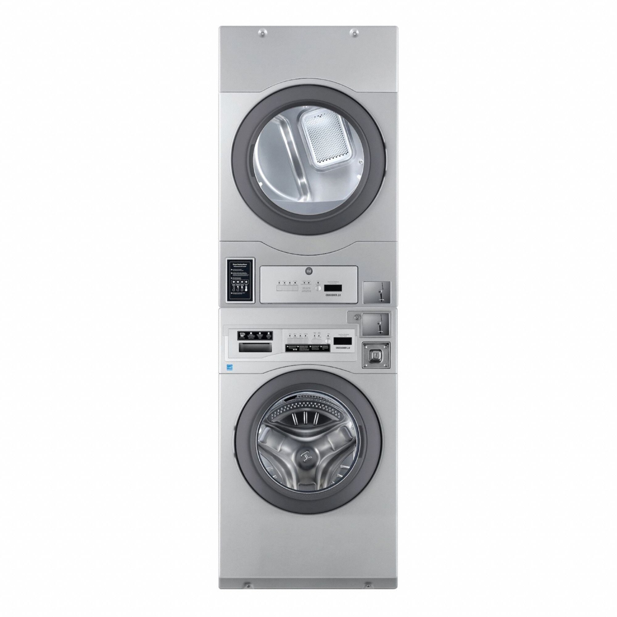 Washer Dryer Combo: Electric, Stainless Steel, 3.4 cu ft Washer Capacity, Coin-Operated