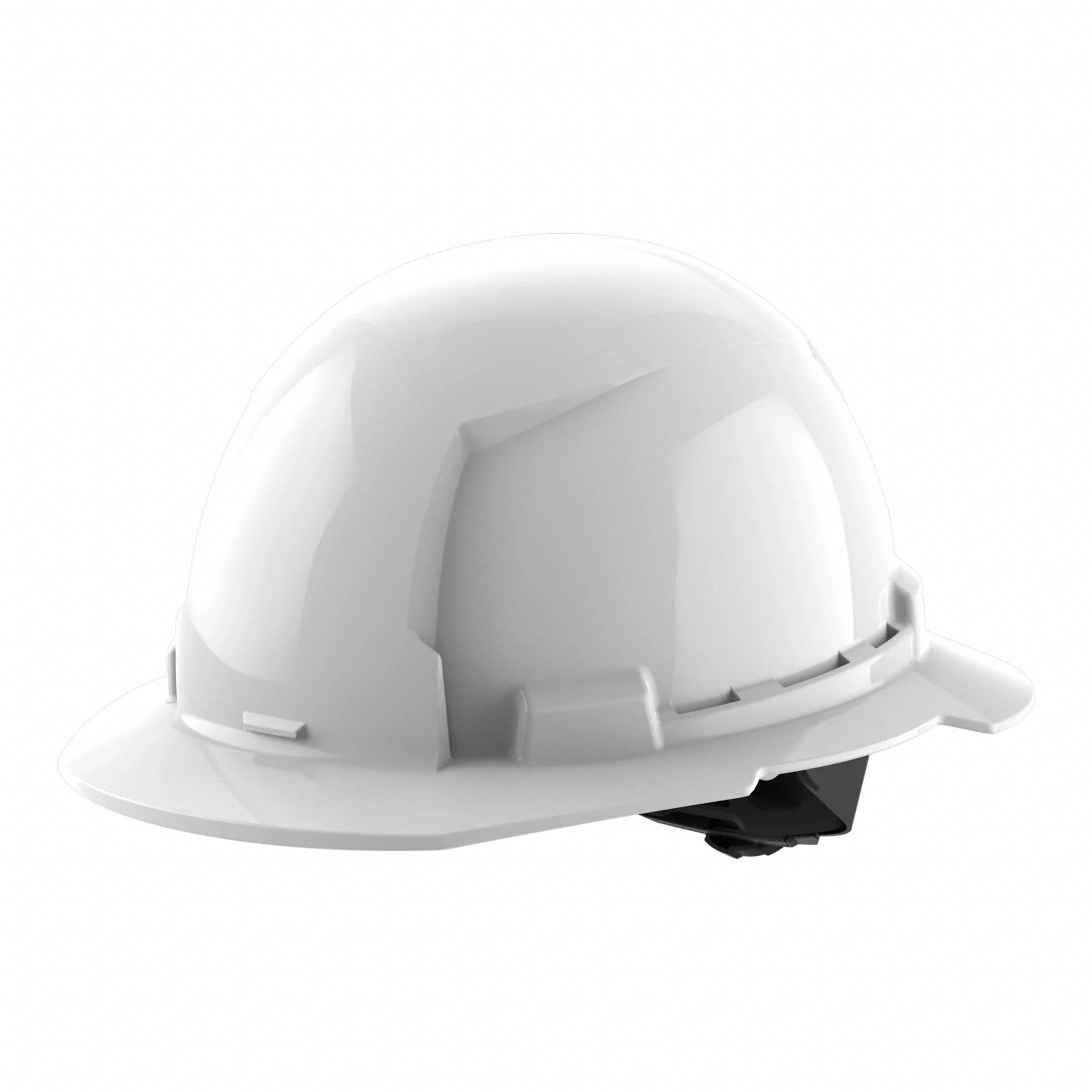 Hard Hat: White, Ratchet (4-Point), Ratchet, Polyethylene, Side-Slots, Milwaukee, Solid