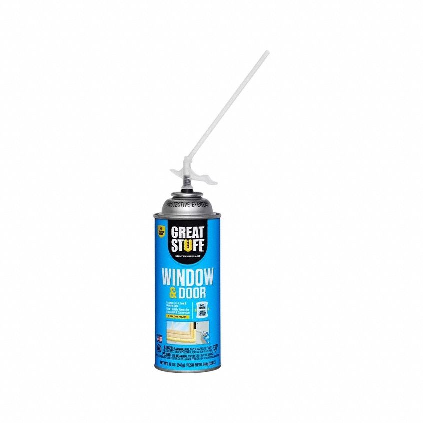 Foam Sealant: Straw Application, Yellow, 12 oz Container Size, Can, R-3.7