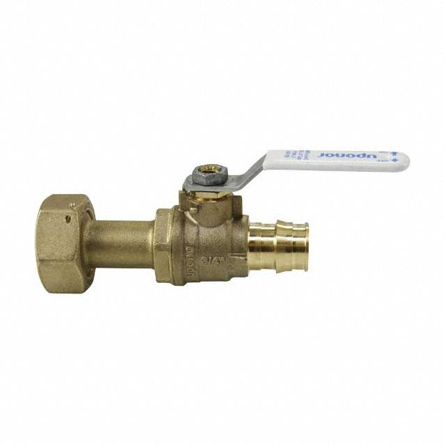 Manual Two-Way Ball Valve: 3/4 in, Brass, Straight, PEX x NPSM, 250 psi Max. Pressure (CWP)