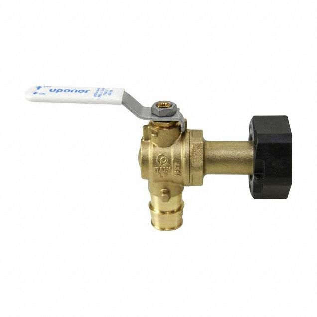 Manual Two-Way Ball Valve: 1 in, Brass, Angle, PEX x NPSM, 250 psi Max. Pressure (CWP)