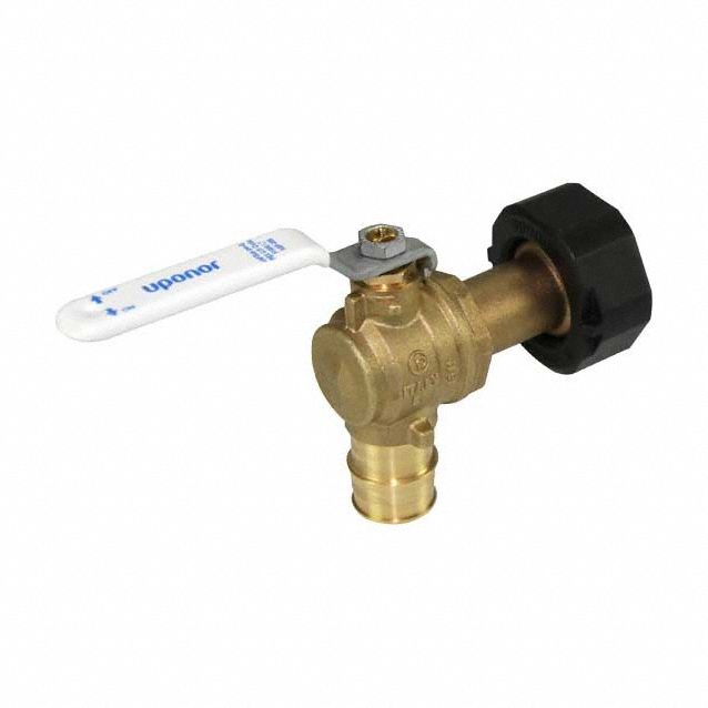 Manual Two-Way Ball Valve: 1 in, Brass, Angle, PEX x NPSM, 250 psi Max. Pressure (CWP)