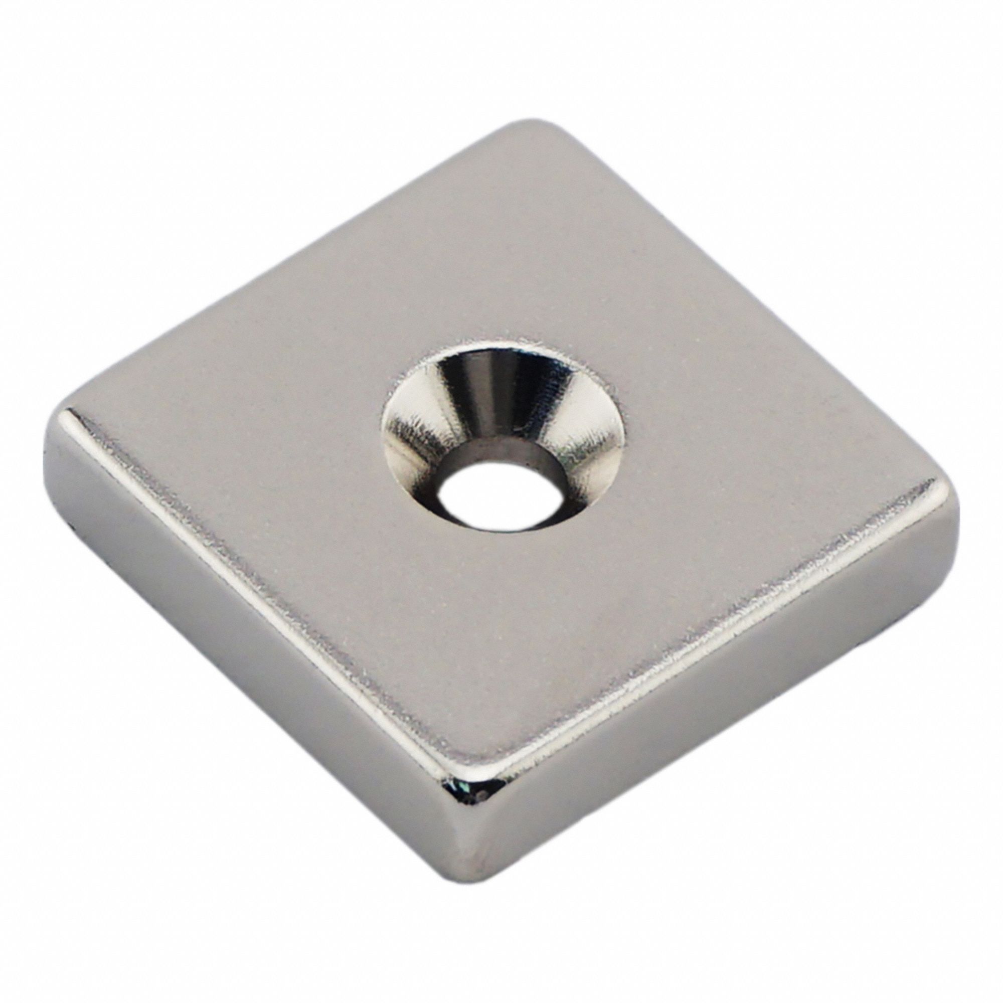 Rare Earth Magnet: Neodymium, 0.195" Tap Size, 0.25 in Thick, 1 in Overall Wd, 45