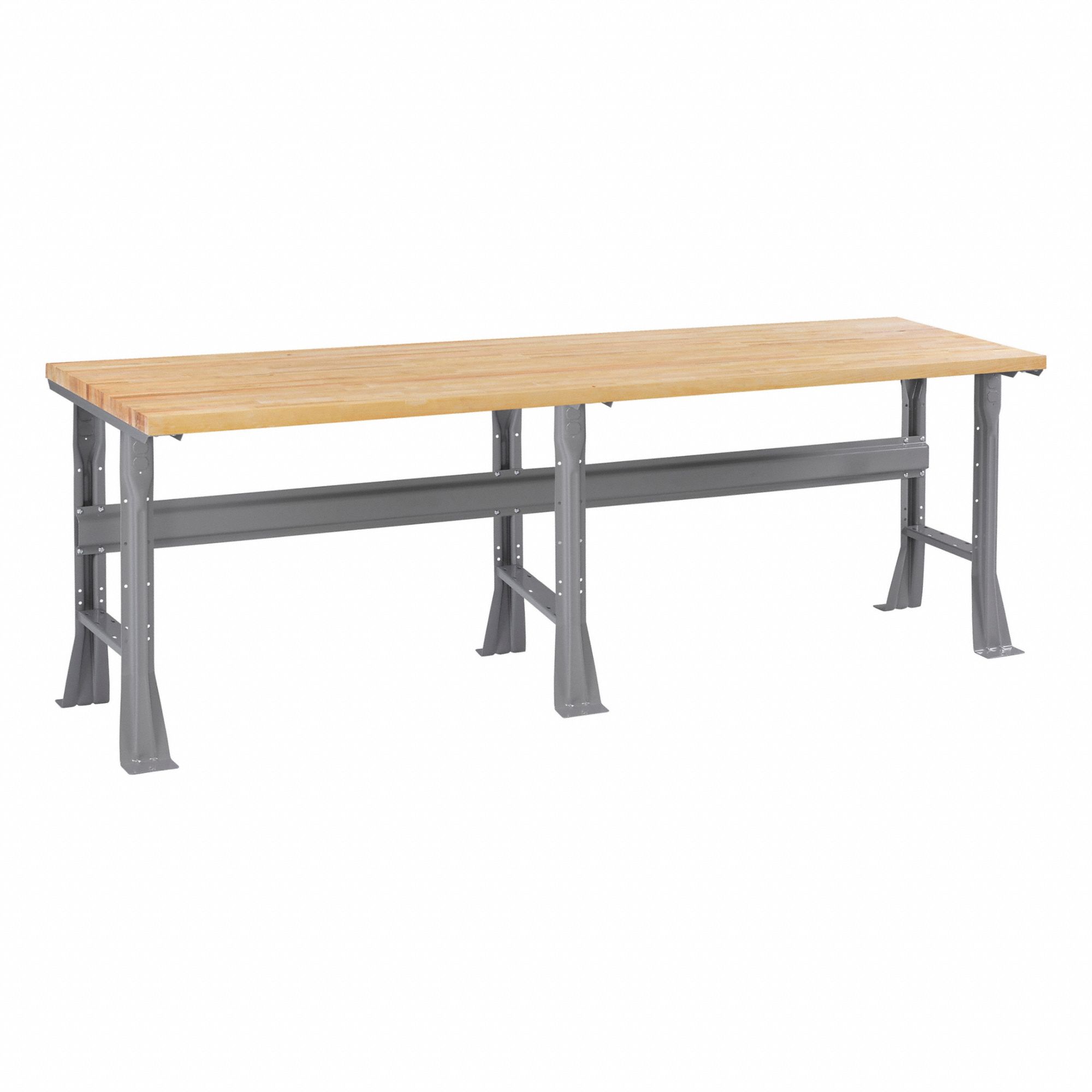 Workbench: Fixed Ht, Laminated Hardwood Butcher Block, 96 in x 30 in, Gray
