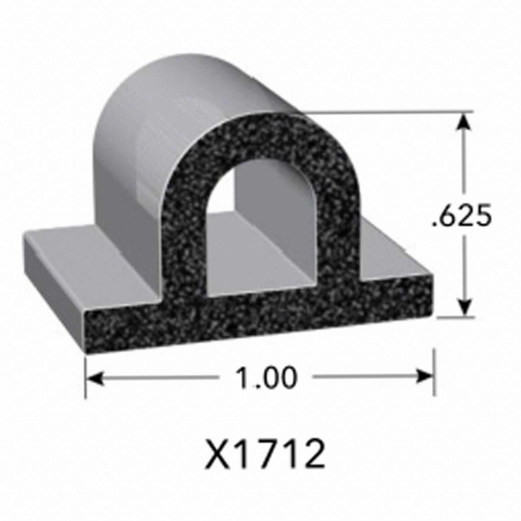 Seal: D-Shaped, Self-Adhesive Mounting, High-Strength, EPDM, 100 ft Overall Lg, Black