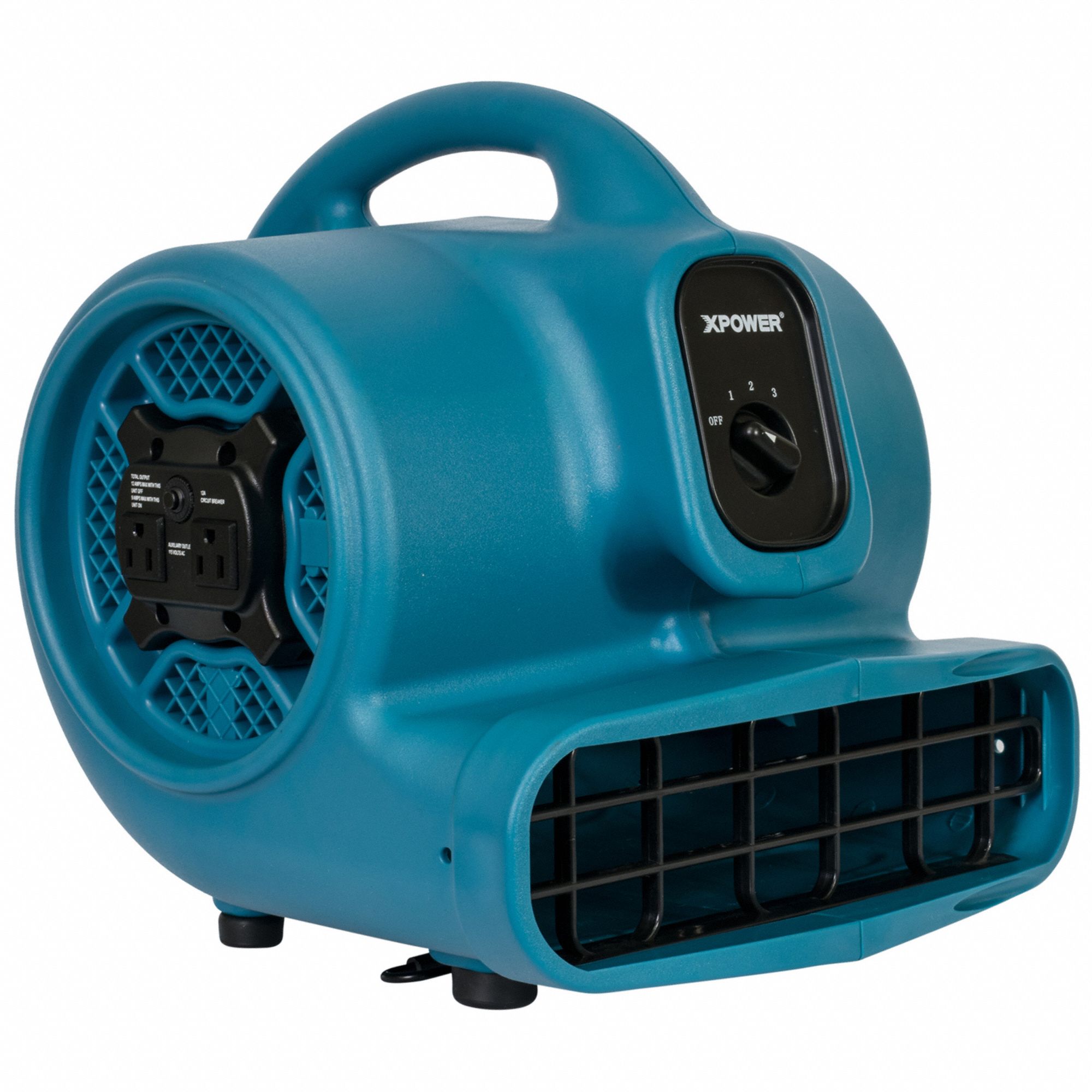 Air Mover: 1, 600 cfm, Fixed Frame, 3 Speeds, 1/4 hp, 115V AC, 20 ft Cord, Blue, Variable