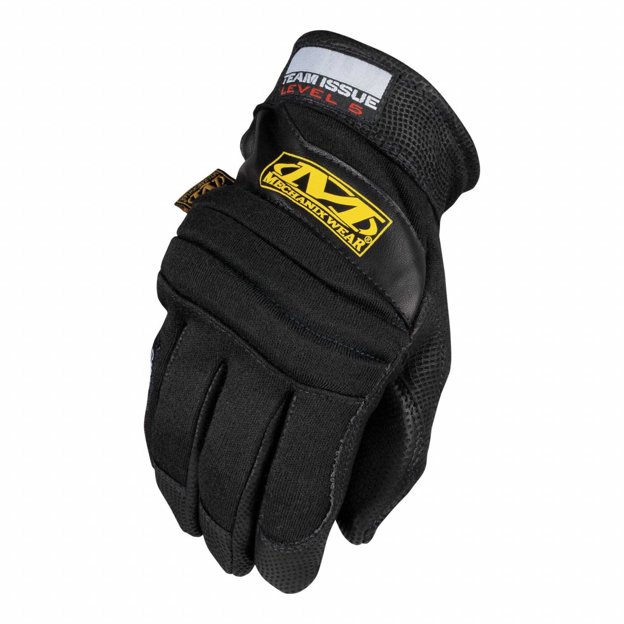 Mechanics Gloves: L ( 9 ), Full Finger, Goatskin, Hook-and-Loop Cuff, Foam, 1 PR