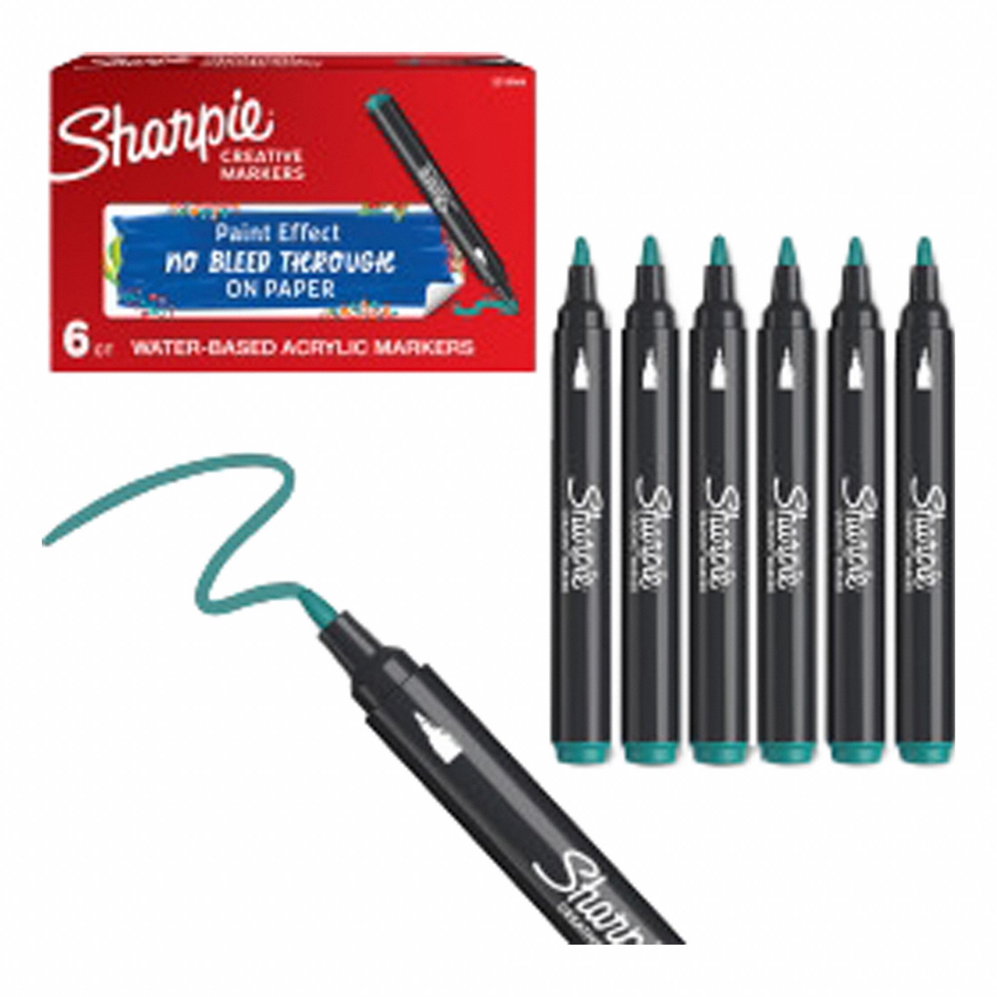 Marker: Bullet, Std, Capped, Non-Erasable, 6 Markers per Pack, (6) Emerald Green